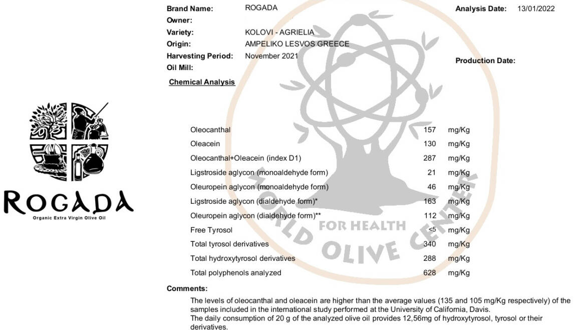 Our olive oil has a health claim certification